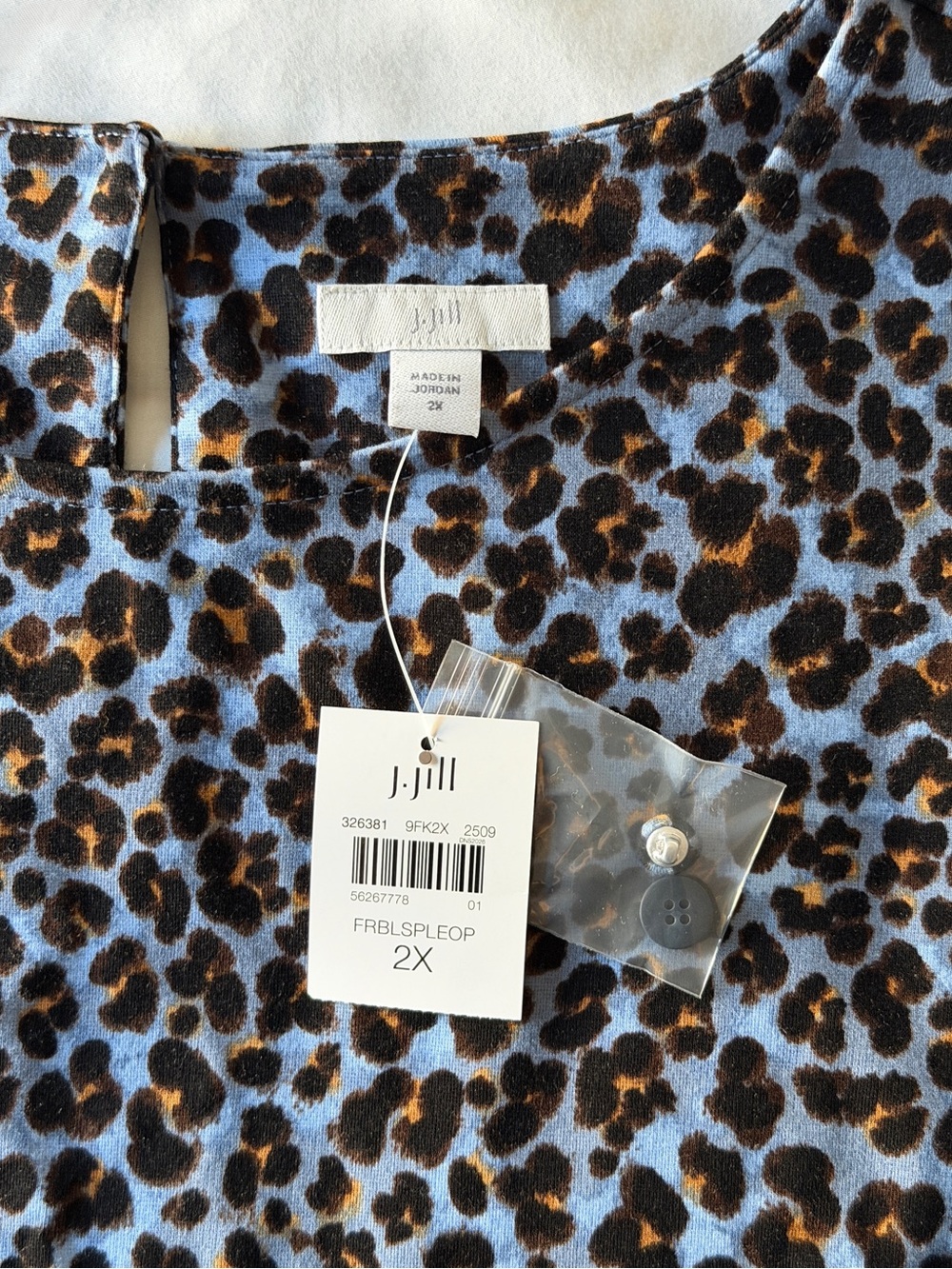 NWT J. Jill Ponte Knit Blouse in French Blue Leopard 2X - Picture 5 of 7